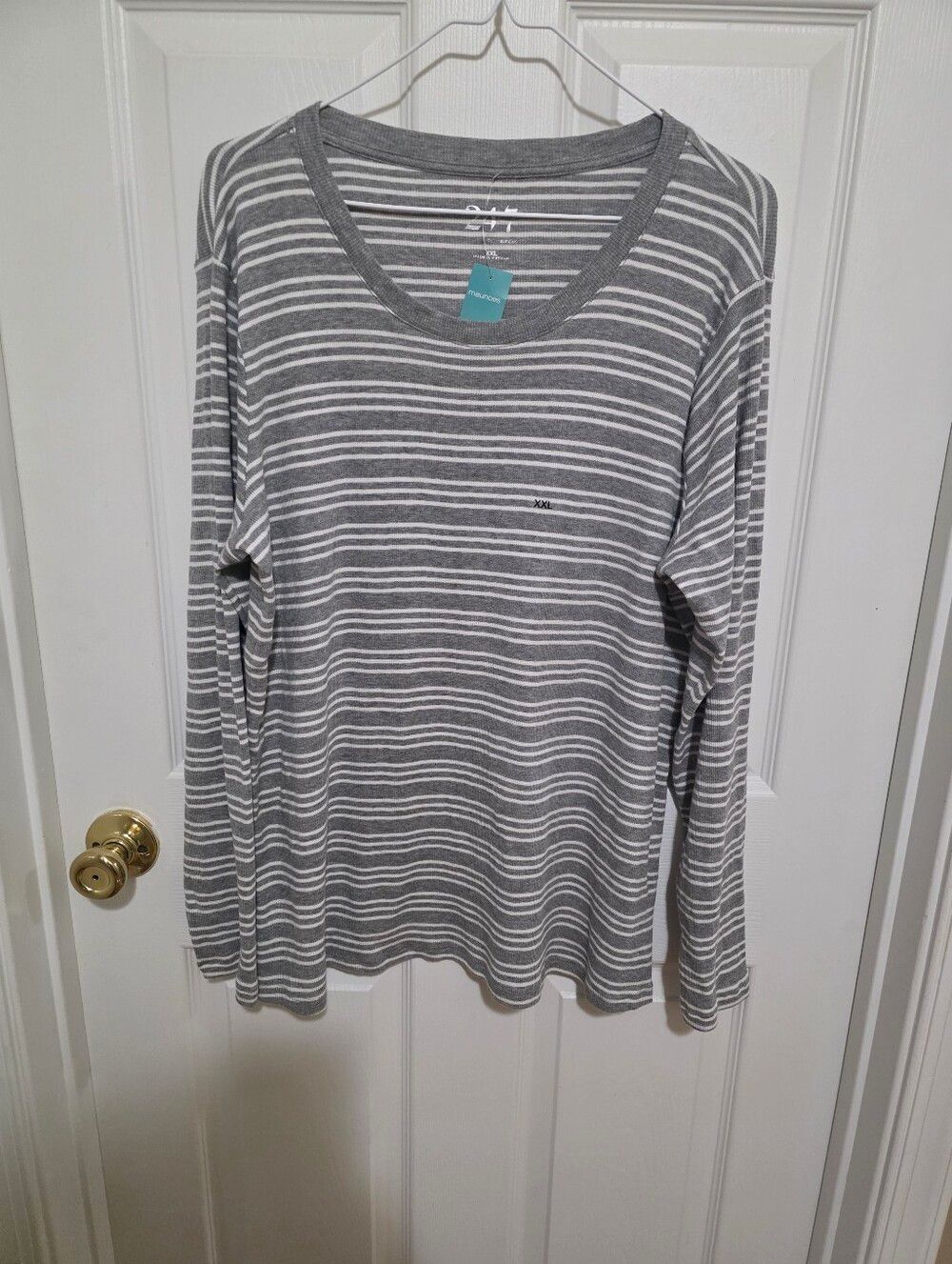 Maurice's Gray & White Striped Long Sleeve Shirt NWTS Size Xxl